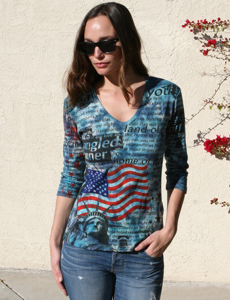 Americana V neck - Marine combo