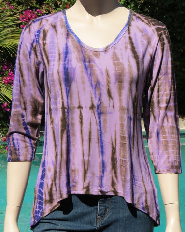 Alligator Tie Dye Hi/Low Top      Purple/Brown/Lilac