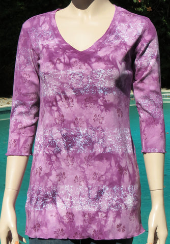 Paint Splat V neck Tunic - Purple