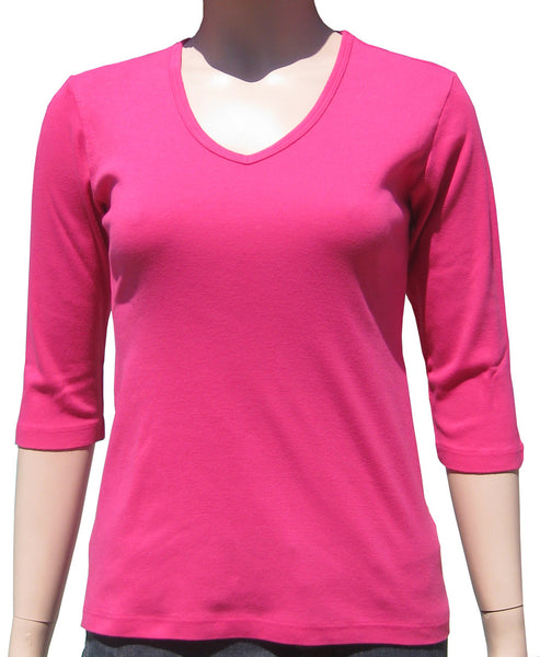 Solid V neck Top - Candy