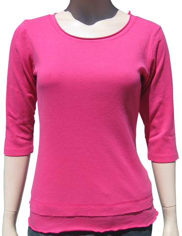 Solid Roll up Round-Neck Top - Candy