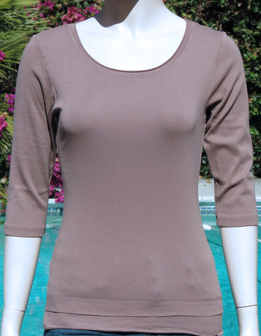 Solid Round-Neck Top - Moss Brown