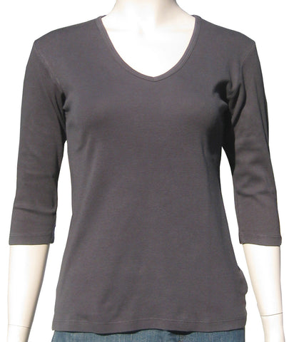 Solid V neck Top - Onyx