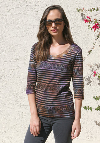 Baroque Stripes Scoop neck - Catania combo