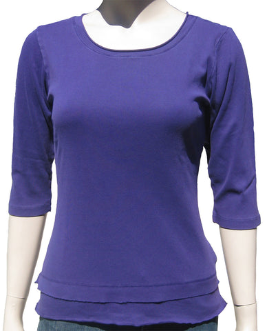 Solid Roll up Round-Neck Top - Pansy (Purple)