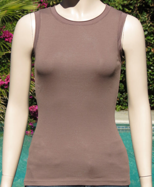 Solid Round-Neck Tank - Moss Brown