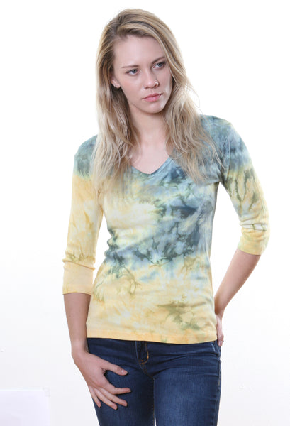 Carrera wash V neck - Olive/Gold