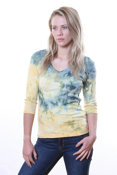 Carrera wash V neck - Olive/Gold