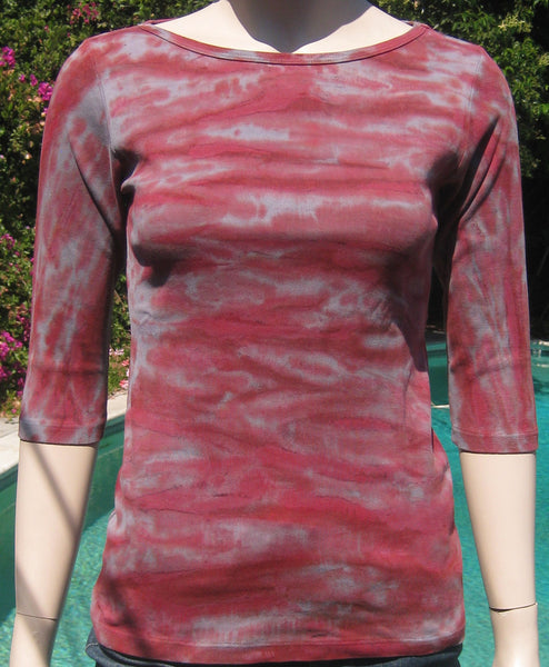 Horizon Wash Boat Neck - Grey/Wine