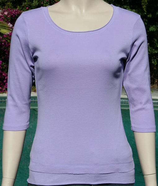 Solid Roll up Round-Neck Top -  Orchid
