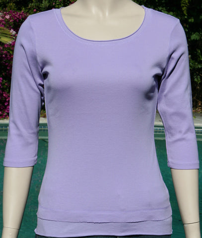 Solid Roll up Round-Neck Top -  Orchid