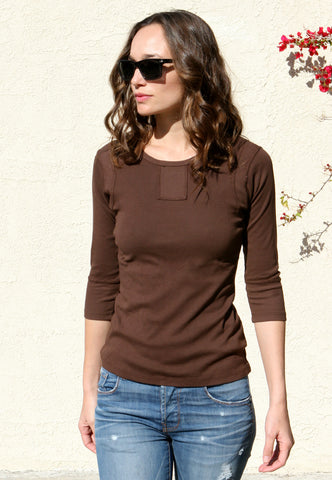 Textured Details Solid Top - Coffee