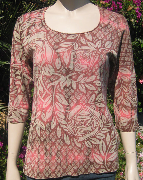 Lattice Rose Paperprint - Brown/Coral