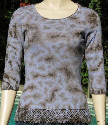 Lace Hem Novelty - Periwinkle/Bark (Petite Sizing)