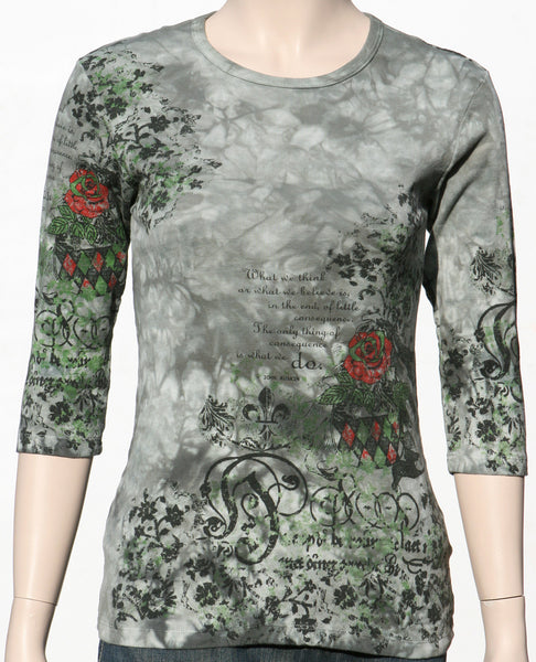 Heraldic Rose Crew neck - Olive