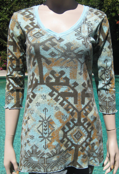 Nomadic Rug V neck Tunic - Aqua