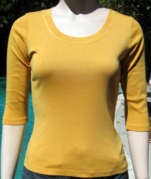 Solid Round-Neck Top - Gold