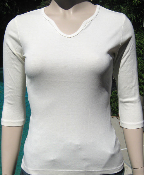Solid Keyhole neck Top - Ivory