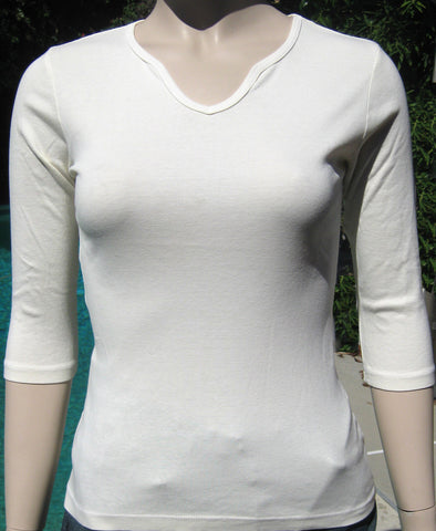 Solid Keyhole neck Top - Ivory