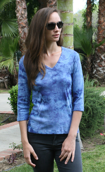 Crinkle Wash V neck - Cobalt Blue