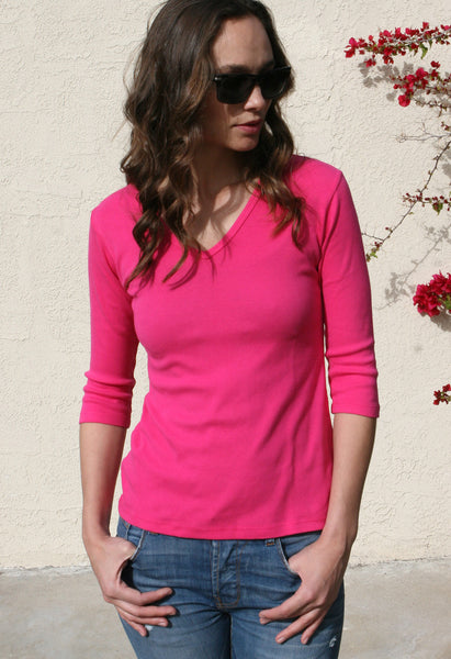 Solid V neck Top - Candy
