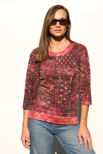 Bohemian Paisley Layered hem - Black/Wine