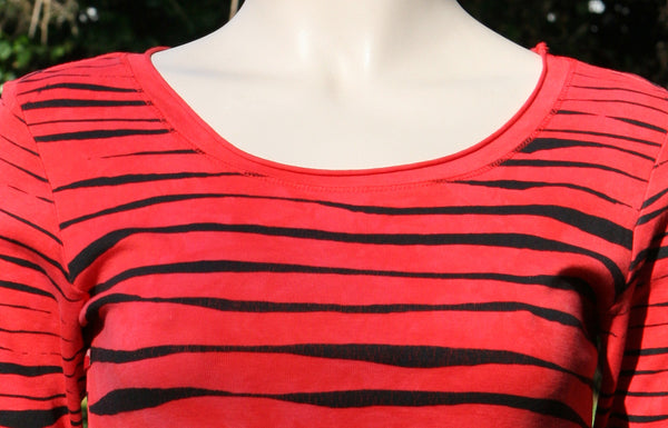 Stripes and Dots  Roll up round-neck - Black/Red