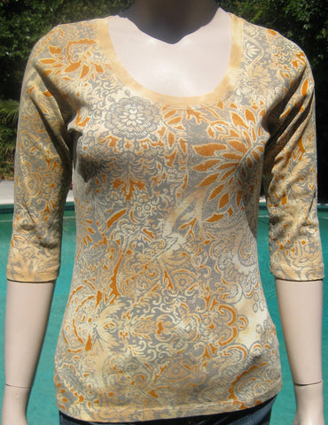 Round Neck Versailles Garden - Gray/Curry combo