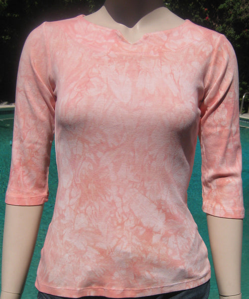 XS size Only - Crystal Wash Split Boat Neck - Peach