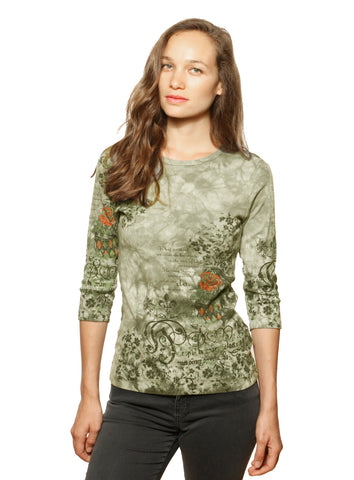 Heraldic Rose Crew neck - Olive