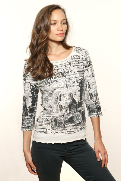 Palazzo Layered Hem top - Black/White