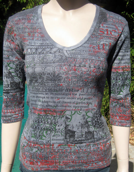 S size Only - Neo-Classical  V neck - Black/Gray