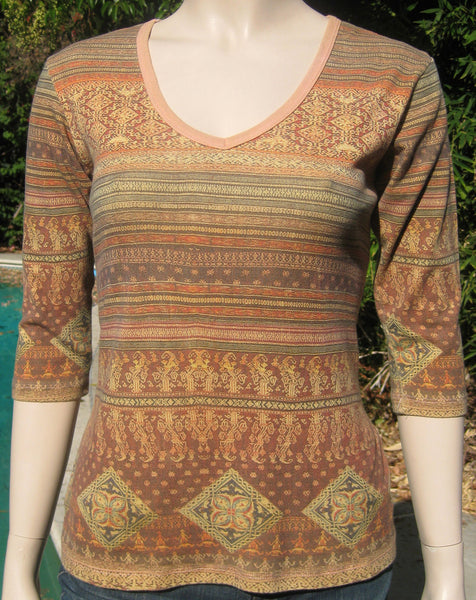 Java Stripes  V neck - Gold