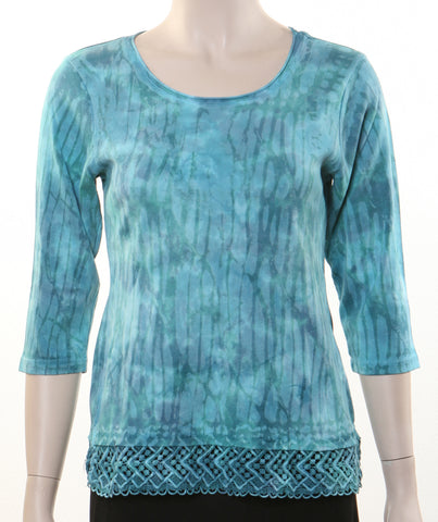 Lace Hem Lava wash print - Emerald combo (Petite sizing)