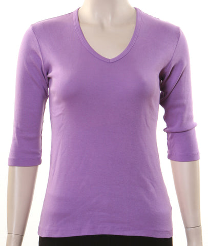 Solid V neck top - New Orchid