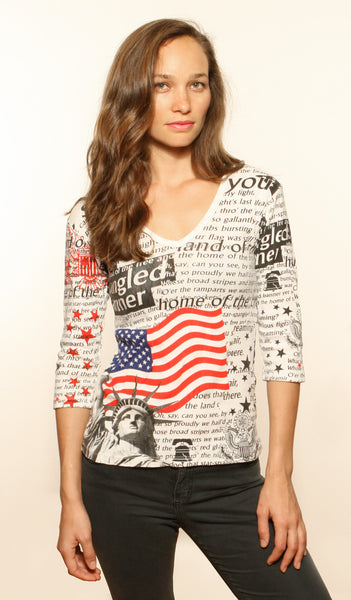 Americana V neck - White