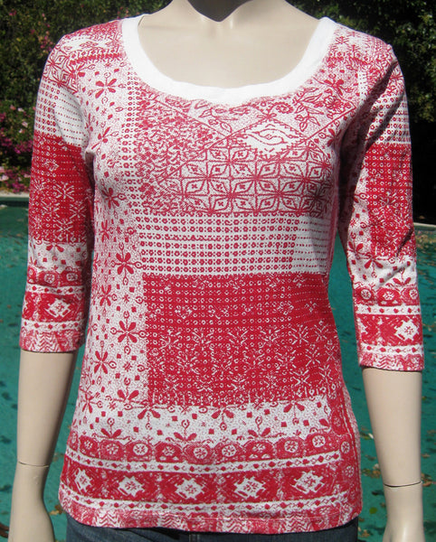 Bandana Scoop Neck - Red/White