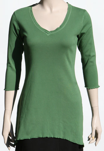 Solid V neck Tunic - Ivy