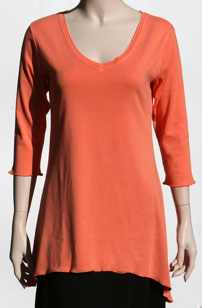 Solid V neck Tunic - Jiva orange