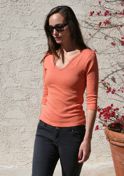 Solid Keyhole Neck top - Orange
