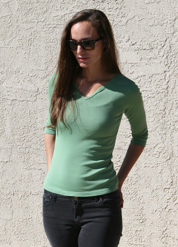 Solid Keyhole Neck top - Green GS