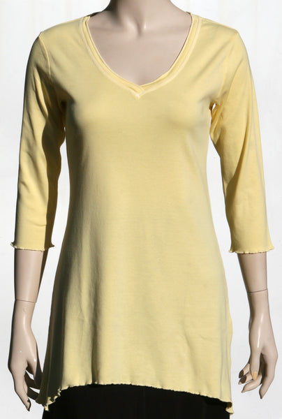 Solid V neck Tunic - Canary