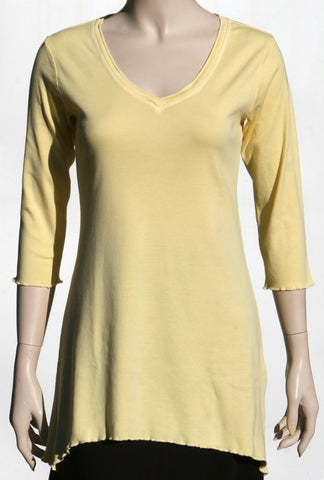 Solid V neck Tunic - Canary
