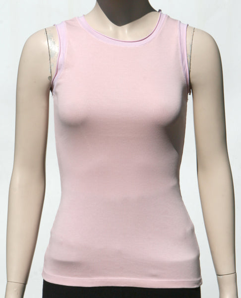 Solid Round-Neck Tank Top - Rose