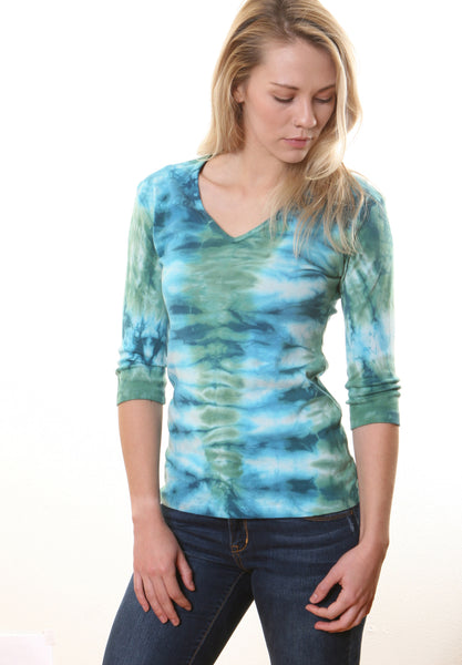 Ocean Wash V neck - Turquoise/Emerald