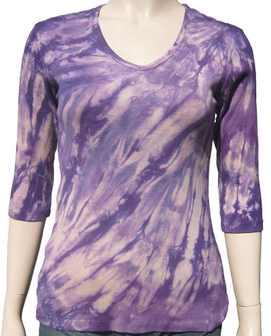 Diagonal Wash V Neck - Purple/Taupe