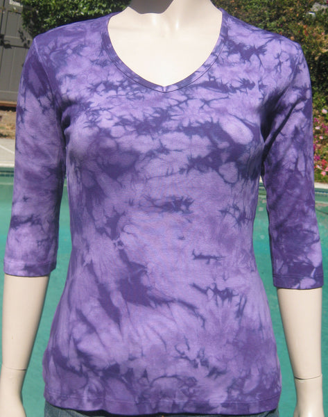Crinkle Wash V Neck - Purple