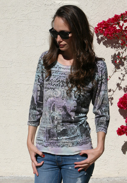 Palazzo Layered Hem Top - Lavender combo