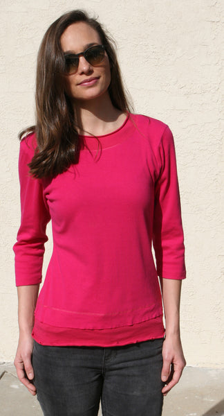 Solid Layered hem top - Fuchsia