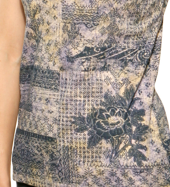 Indigo Rose short sleeves Crew neck - Khaki/Lavender